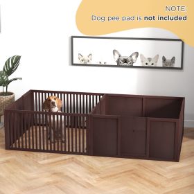 Whelping Box for Dogs Built for Mother's Comfort, Dog Whelping Pen with Removable Doors, Puppy Playpen for Indoors (Color: coffee)