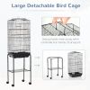 62" Rolling Bird Cage Cockatoo House Play Top Finch Pet Supply with Storage Shelf, Wheels - Black